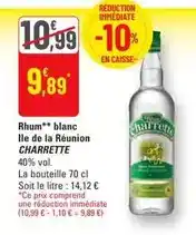 G20 Charrette - rhum blanc ile de la réunion offre