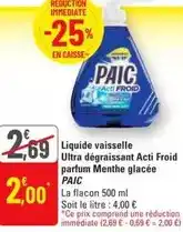 G20 Paic - liquide vaisselle ultra degraissant acti froid parfum menthe glacée offre