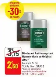G20 Brut - déodorant anti-transpirant homme musk ou original offre