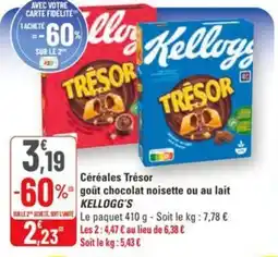 G20 Céréales trésor goût chocolat noisette ou au lait kellogg's offre