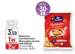 G20 Madeleines extra moelleuses maxi pépites chocolat ker cadelac offre