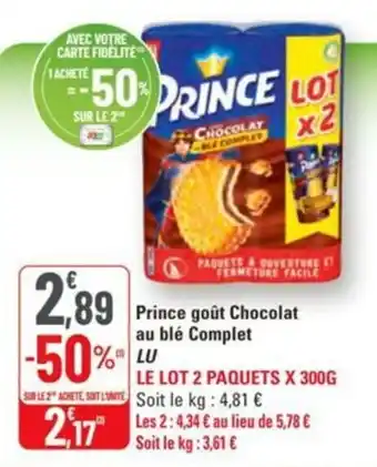 G20 Prince goût chocolat au blé complet lu offre