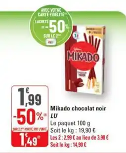 G20 Mikado chocolat noir lu offre