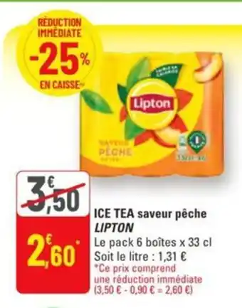 G20 Ice tea saveur pêche lipton offre