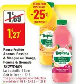 G20 Pause fruitée ananas, passion & mangue ou orange, pomme & grenade tropicana offre