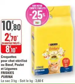 G20 Croquettes pour chat stérilisé au bœuf, poulet et légumes friskies purina offre