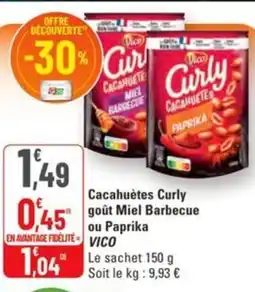 G20 Cacahuètes curly gout miel barbecue ou paprika vico offre