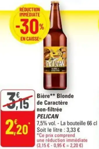 G20 Bière blonde de caractère non-filtrée pelican offre