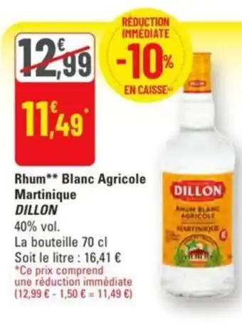 G20 Rhum blanc agricole martinique dillon offre