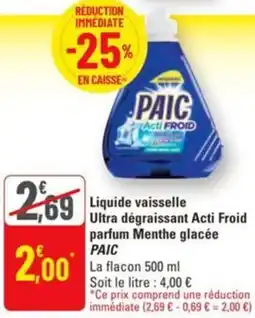 G20 Liquide vaisselle ultra dégraissant acti froid parfum menthe glacée paic offre