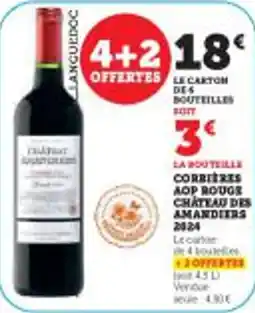 Super U Corrières aop rouge chateau des amandiers 2324 offre