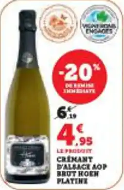 Super U Cremant d'alsace aop brut hoen platine offre