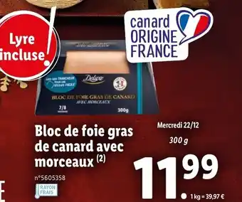 Lidl Bloc de foie gras de canard avec morceaux offre