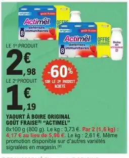 E.Leclerc Express ACTIMEL Yaourt à boire original goût fraise offre