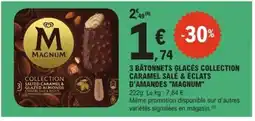 E.Leclerc Express MAGNUM 3 bâtonnets glacés collection caramel salé & éclats d'amandes offre