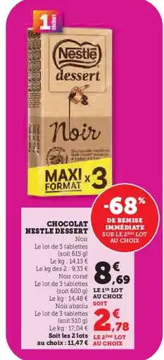 U Express NESTLE DESSERT Chocolat offre