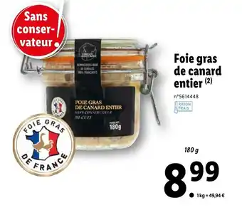 Lidl Foie gras de canrd entier offre