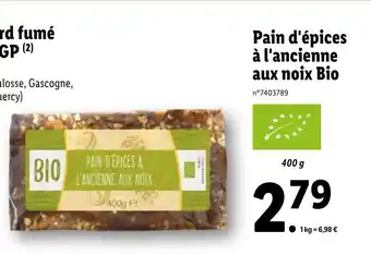 Lidl Pain d'épices à l'ancienne aux noix bio offre