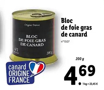 Lidl Bloc de foie gras de canard offre