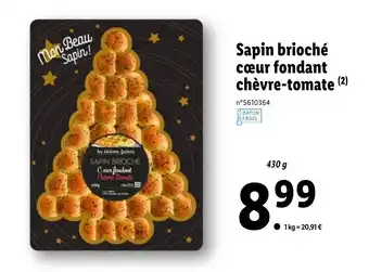 Lidl Sapin brioché cœur fondant chèvre-tomate offre