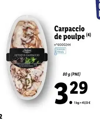 Lidl Carpaccio de poulpe offre