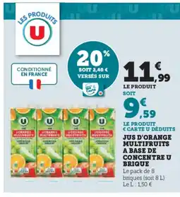 U Express Jus d'orange multifruits a base de concentre u brique offre