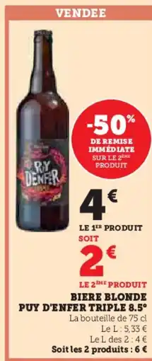 U Express PUY D'ENFER TRIPLE 8.5° Biere blonde offre