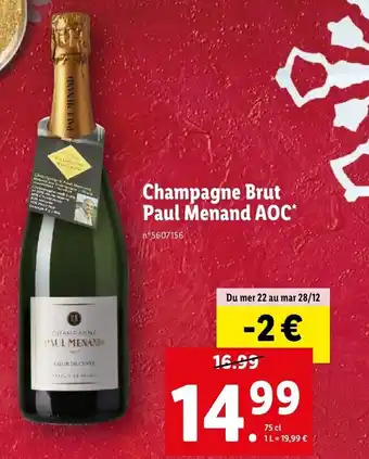 Champagne brut paul menand AOC