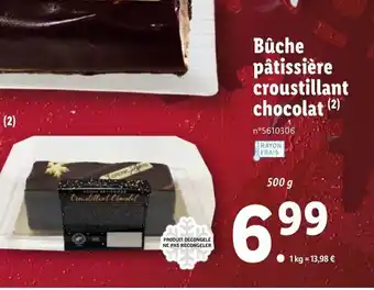 Lidl Bûche pâtissière croustillant chocolat offre