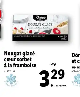 Lidl Nougat glacé cœur sorbet à la framboise offre