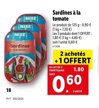 Lidl Sardines à la tomate offre