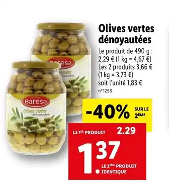 Lidl Olives vertes dénoyautées offre