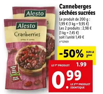Lidl Canneberges séchées sucrées offre