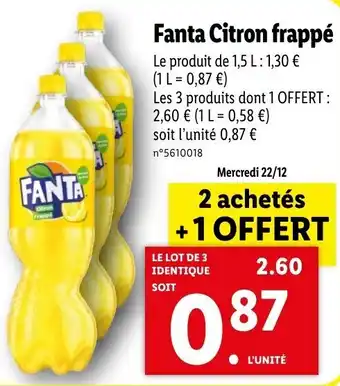 Lidl Fanta citron frappé offre