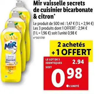 Lidl Mir vaisselle secrets de cuisinier bicarbonate & citron offre