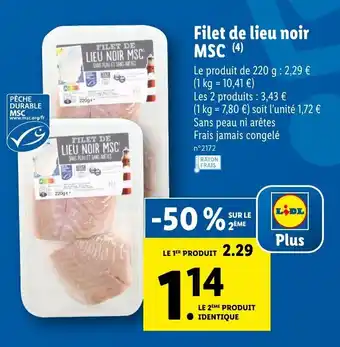 Lidl Filet de lieu noir MSC offre