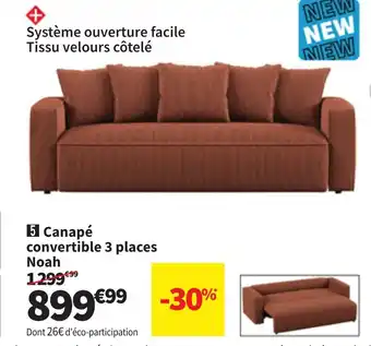 Conforama Canapé convertible 3 places Noah offre