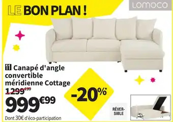 Conforama Canapé d'angle convertible méridienne Cottage offre