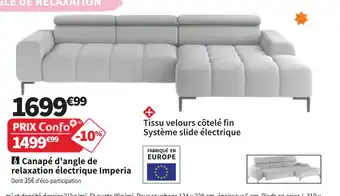 Conforama Canapé d'angle de relaxation électrique Imperia offre
