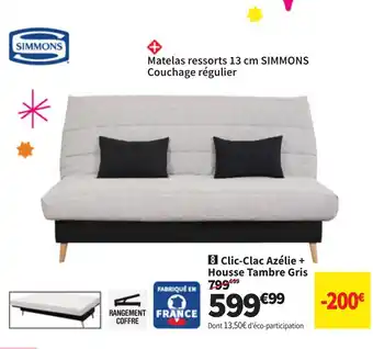 Conforama Clic-Clac Azélie + Housse Tambre Gris offre