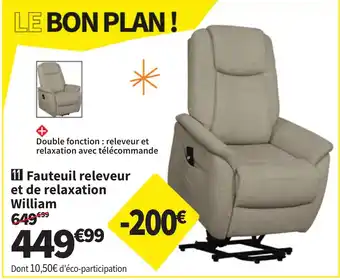 Conforama Fauteuil releveur et de relaxation William offre