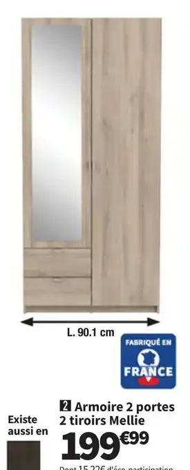 Conforama Armoire 2 portes 2 tiroirs Mellie offre
