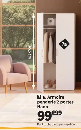 Conforama Armoire penderie 2 portes Nano offre