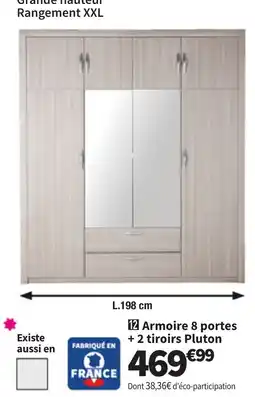 Conforama Armoire 8 portes + 2 tiroirs Pluton offre