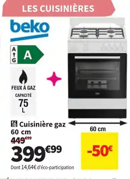 Conforama BEKO Cuisinière gaz offre