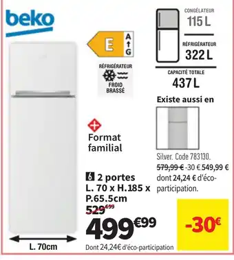 Conforama BEKO 2 portes offre