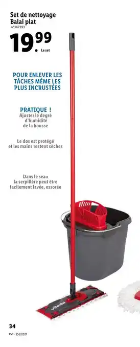 Lidl Set de nettoyage balai plat offre