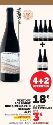 Hyper U Ventoux aop rouge domaine martin merigot 2024 offre