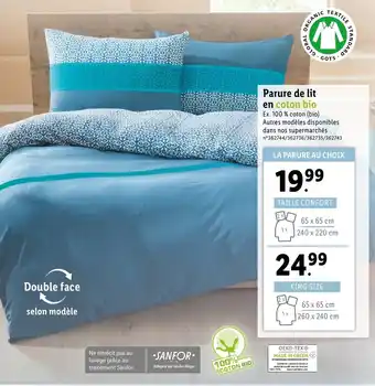 Lidl Parure de lit en coton bio offre