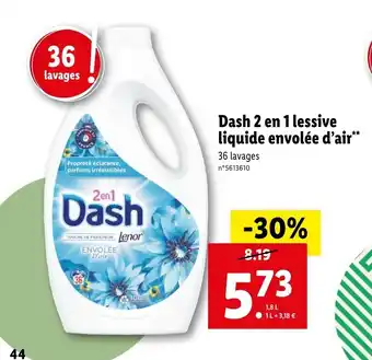 Lidl Dash 2 en 1 lessive liquide envolée d'air offre